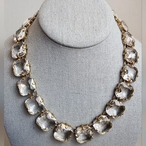 [J. Crew] Square Crystsl Gold Toned Collar Statement Necklace